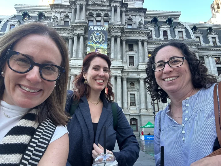Susan, Aubrie, and Jessica in Philadelphia outside the conference