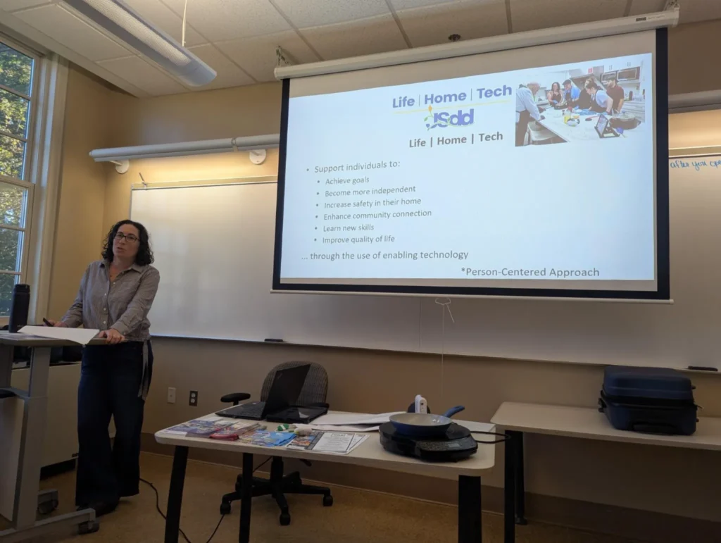 Susan from JSDD giving a presentation about Life Home Tech